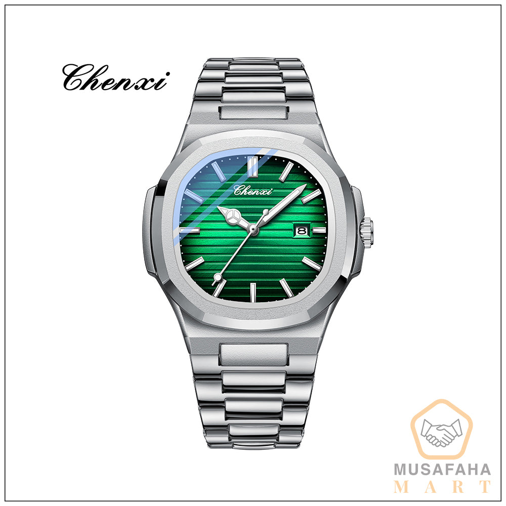 Green and White Color Mix Watch (Men and Women)