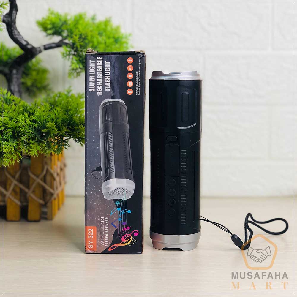 SY-322 Wireless Stereo Speaker & LED Zoom Flashlight