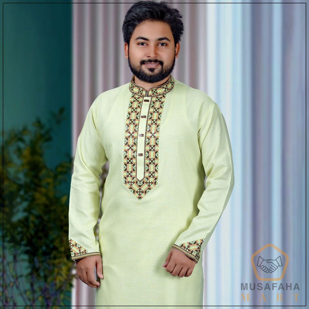 Lime Green Cotton Panjabi