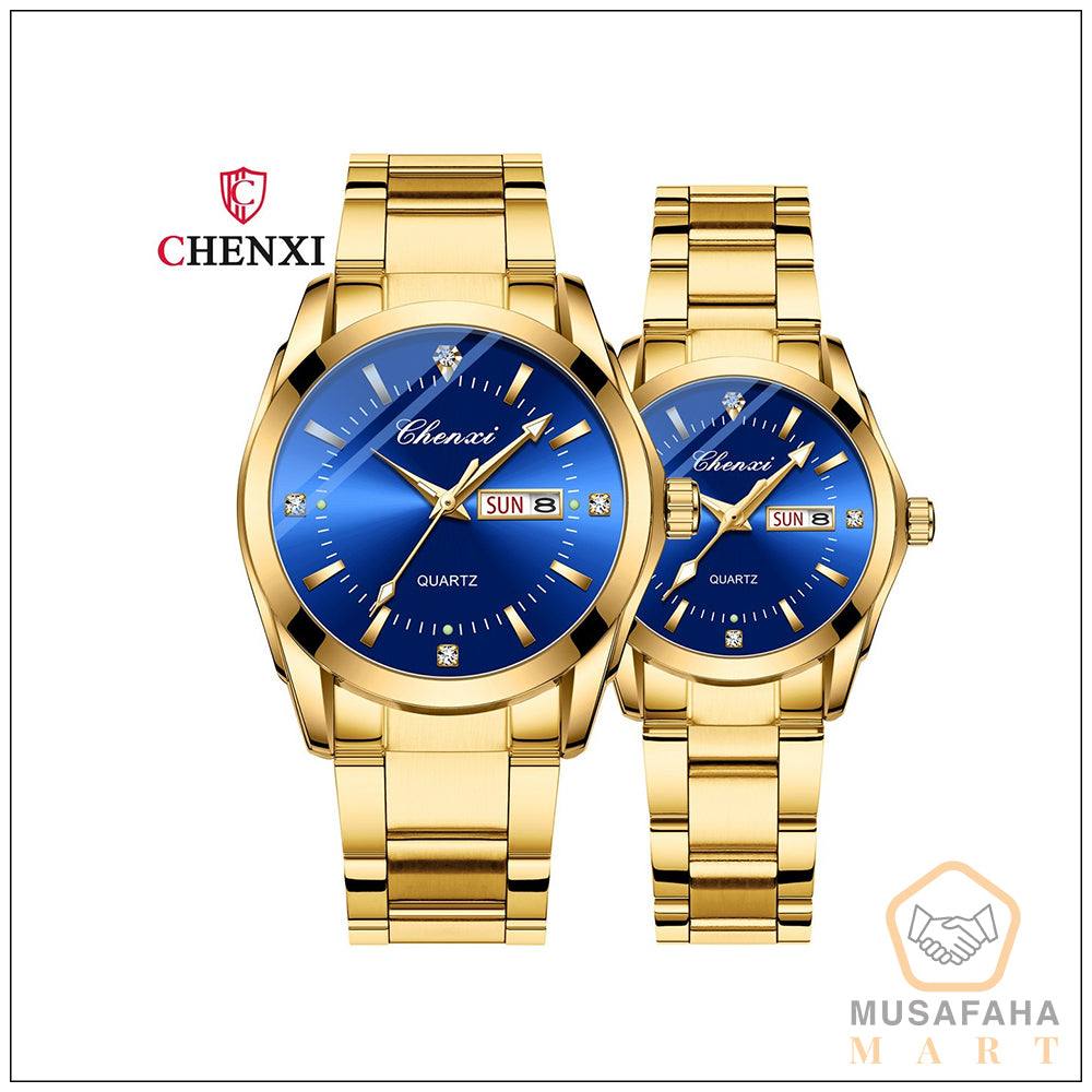 Dark Blue and Golden Color Mix Watch (Men and Women)