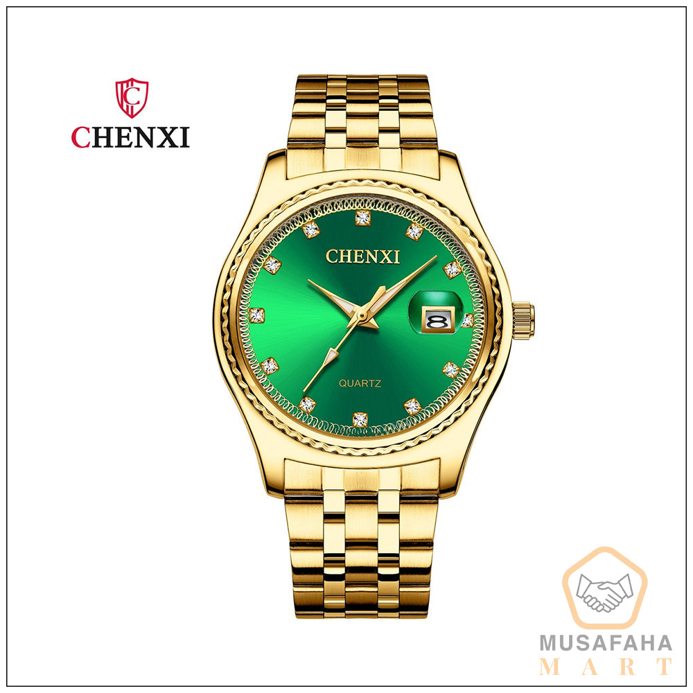 Dark Green and Golden Color Mix Watch (Men and Women)