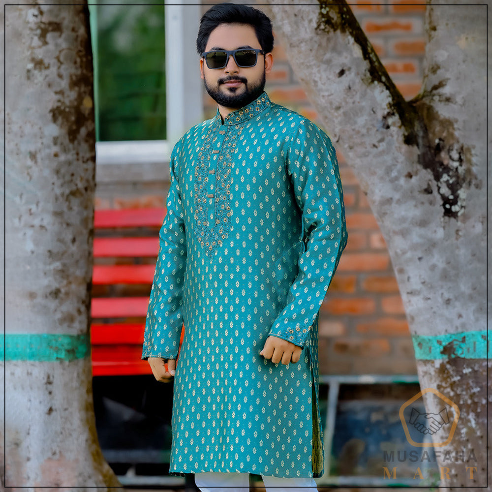 Turquoise Aquamarine Katan Panjabi