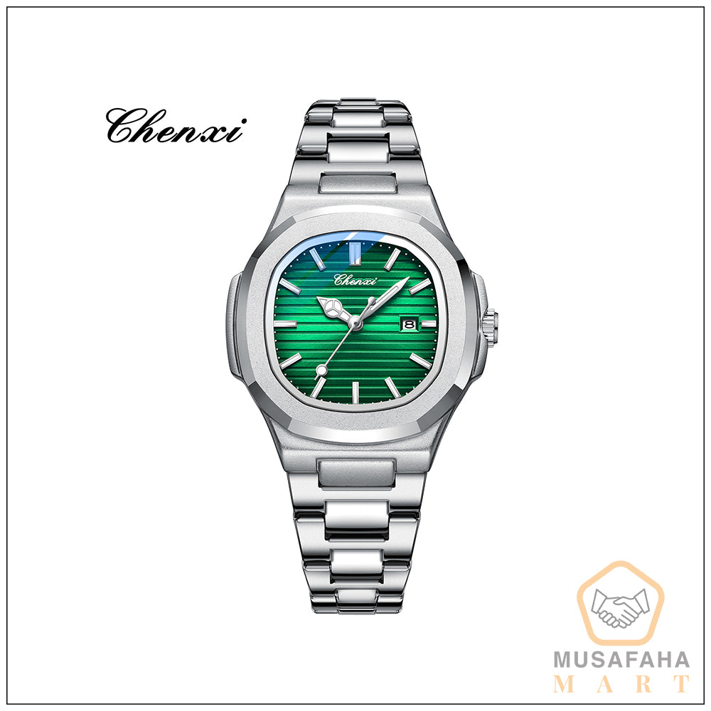 Green and White Color Mix Watch (Men and Women)