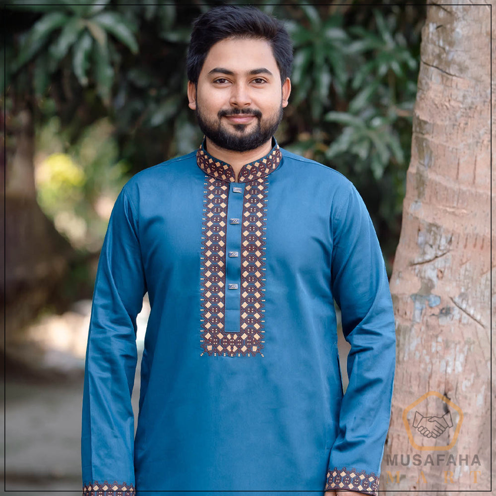 Moderate or Medium Blue Color Panjabi