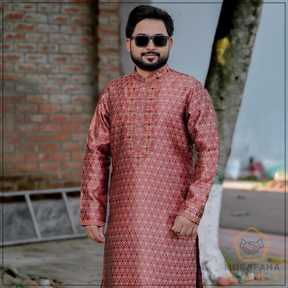 Maroon Color Katan Panjabi