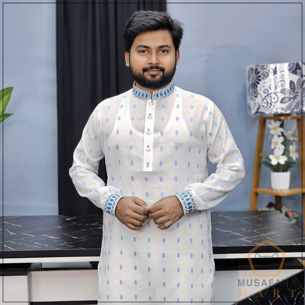 Soft Blue Color Cotton Panjabi